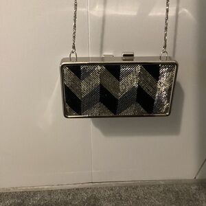 Elegant Black and Silver Clutch Bag